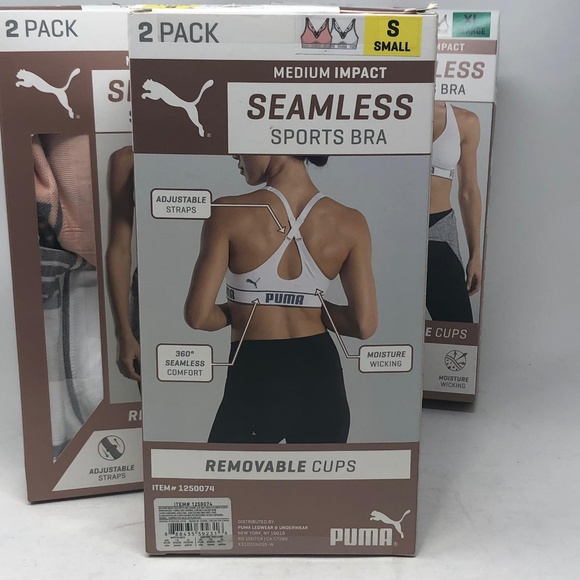PUMA Women's Seamless Sports Bra Removable Cups - Picture 3 of 5